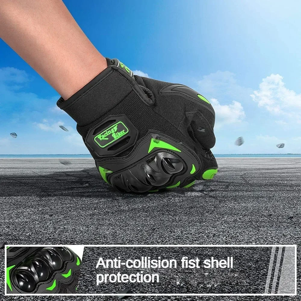 Breathable Summer Motorcycle Riding Gloves with Hard Knuckle Protection and Touchscreen Capability