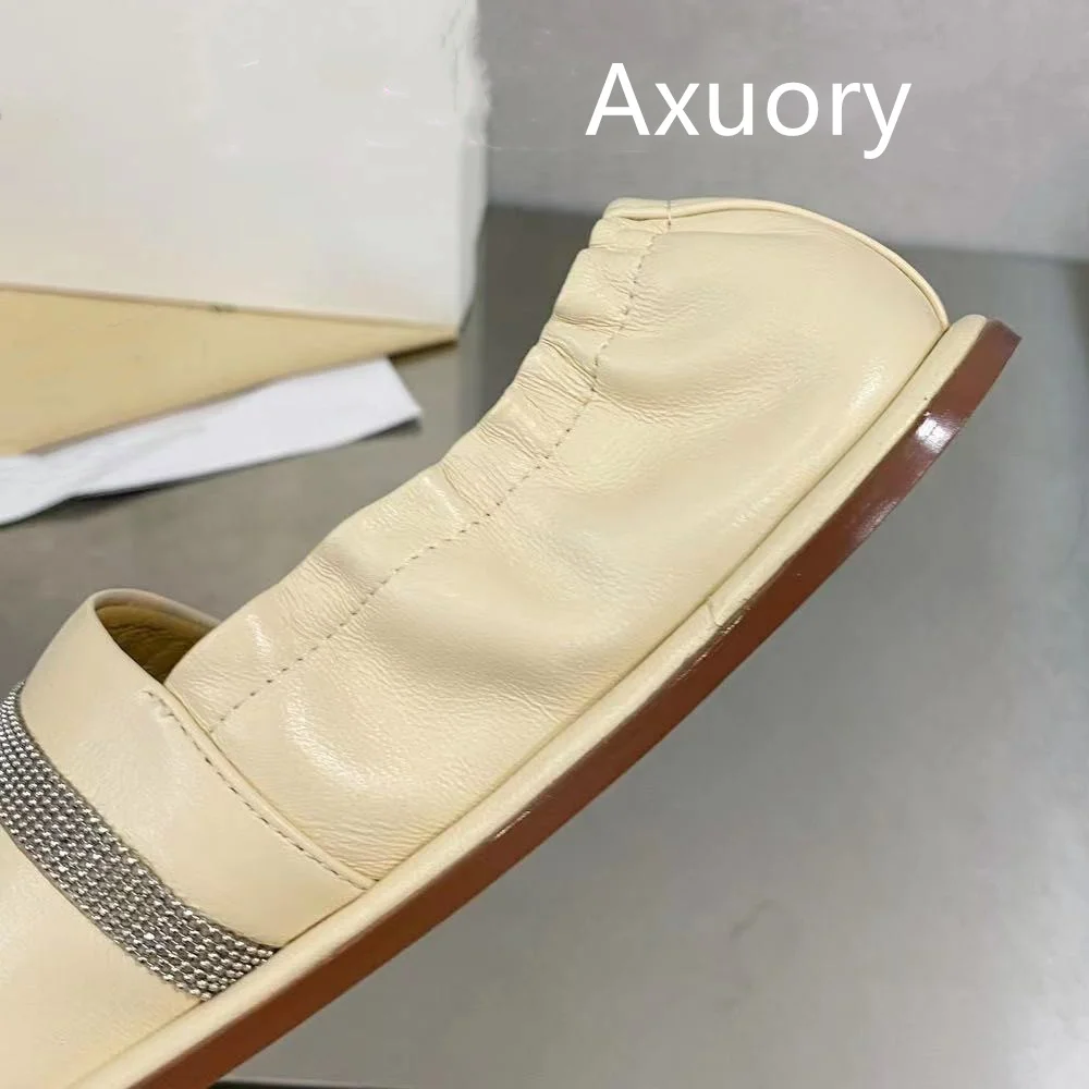 2023 Women's Genuine Leather Flat Shoes Cuff soft sole breathable comfortable Round head Solid Color Luxury Design