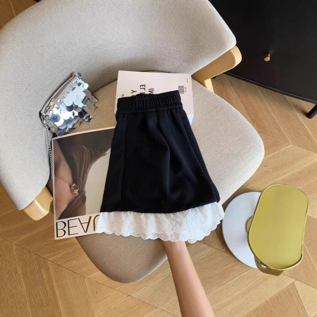 Women Summer Lace Patchwork Sport Shorts