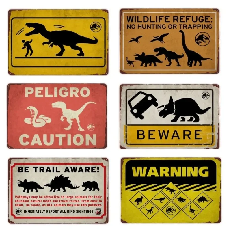 

Funny Beware of Raptor Metal Tin Sign, Slow Down Sign, Outdoor Zoo Plaque, Dinosaur Warning Sign, Wall Decor, 8x12 Inch
