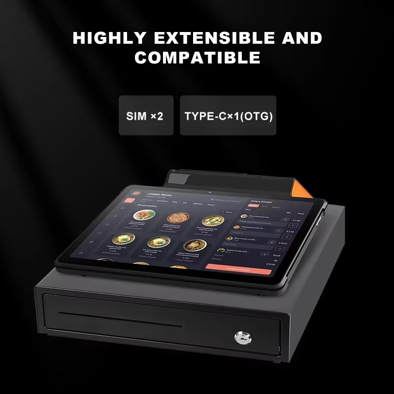 Munti Function 11 inch Android 12 POS Terminal with 80mm Printer Loyverse Desktop POS 4G WIFI BT Connection 2D Cash Register