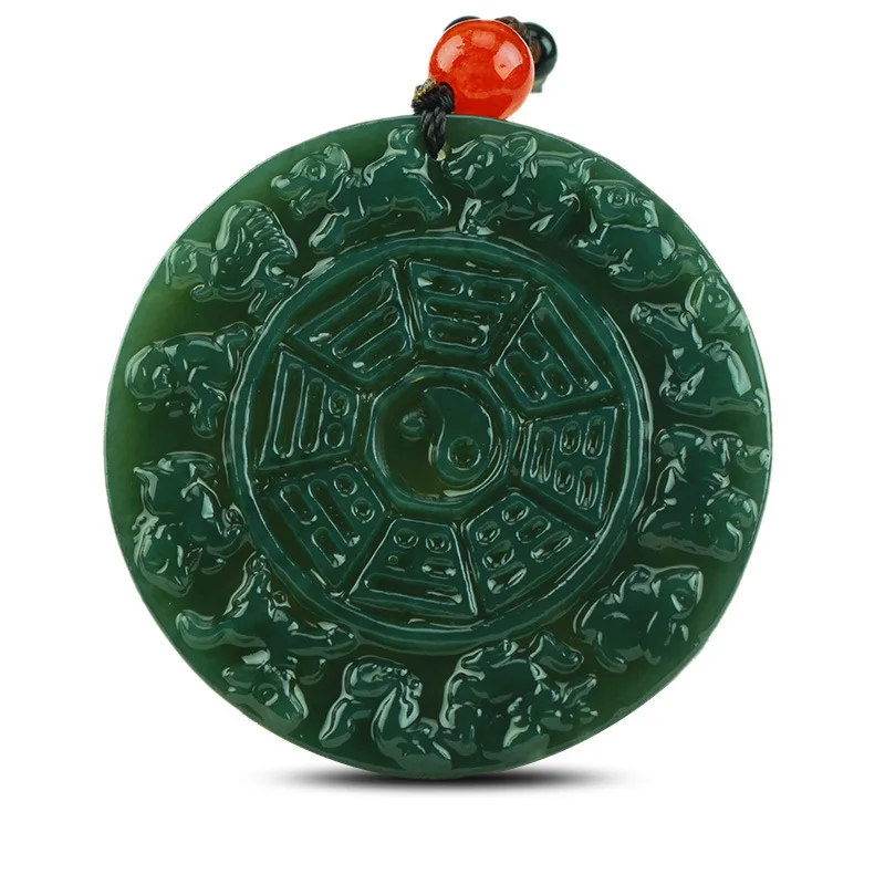 

Hetian Сплетницы серый Зодиак Багуа нефритовая подвеска для мужчин и женщин