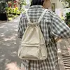 E8FB Trendy Canvas Drawstring Backpack Large Capacity School and Travel Bag for Teens and Adults Solid Color Daypack Book Bag 2