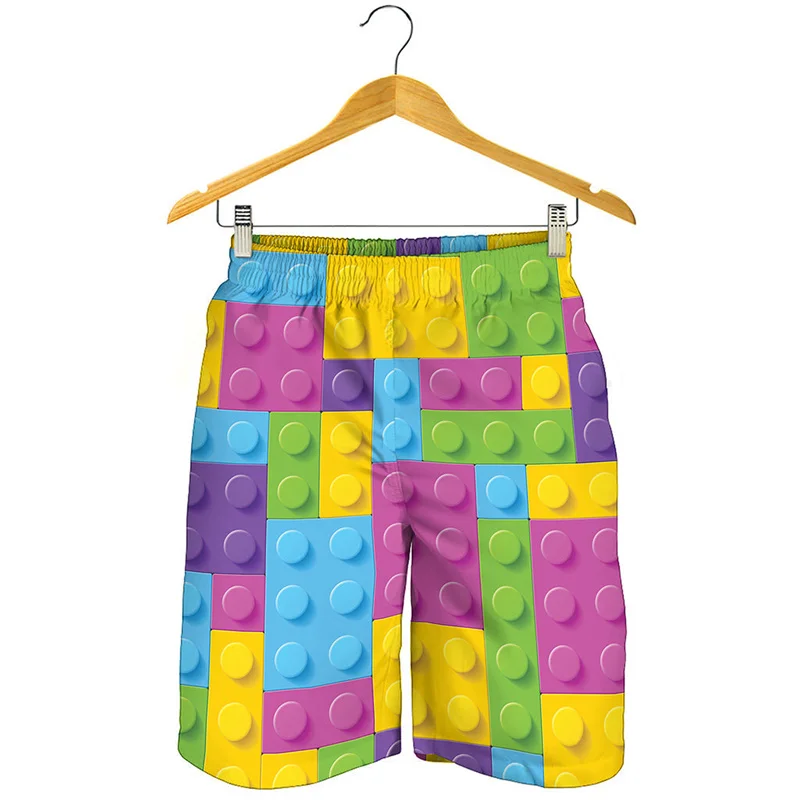 Creative Building Blocks 3d Printed Short Pants For Men Kids Fashion Summer Beach Shorts Cool Surf Board Shorts Swim Trunks 3