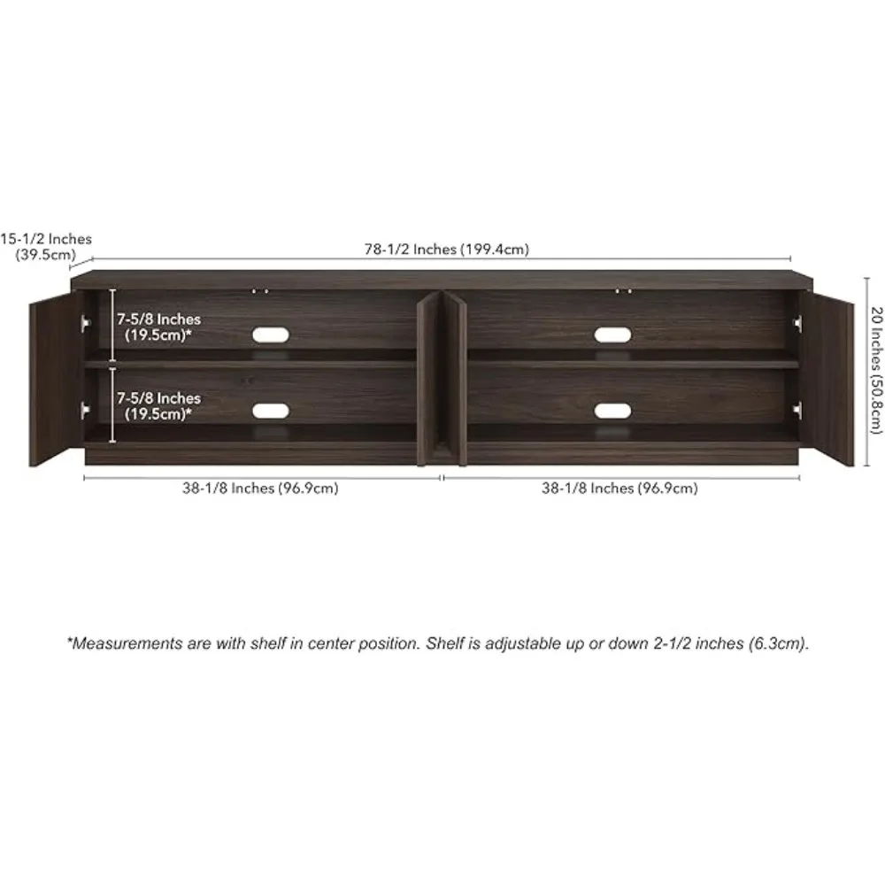 Rectangular TV Stand for TV's up to 85" in Warm Brown, for Home, Living Room, Bedroom, Entertainment Room, Office