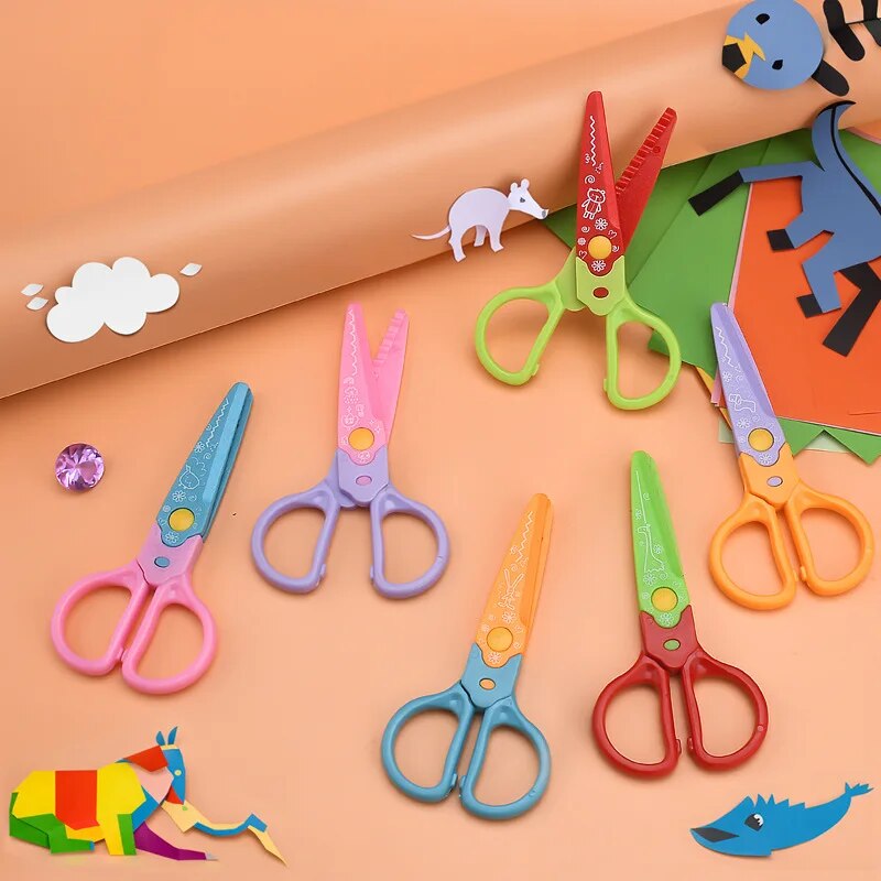  Creative And Cute Lace Scissors Can Be Changed Into 6-head Child Safety Diy Pattern Paper Cuttings Card Tool 