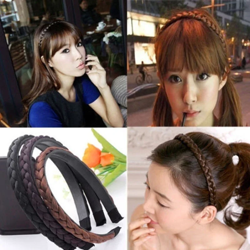 New Women Vintage Wig Headbands Braids Girls Style Hair Band Head Band Wig Hair Accessories Turbans For Women Head Band Decorate