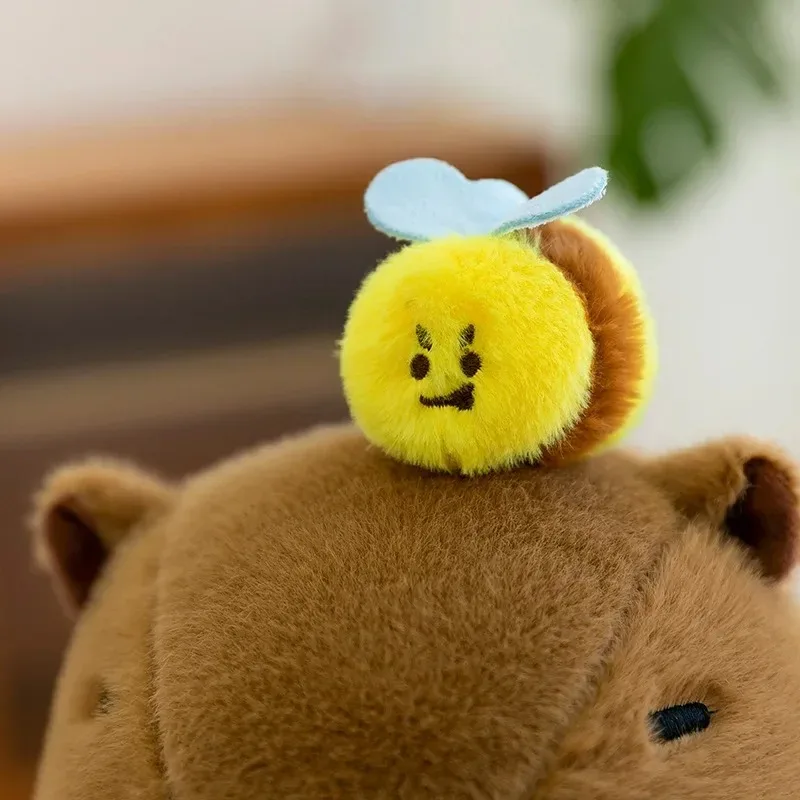 23cm Super Cute Capybara with Bee Capibara Plush Doll Giant Kawaii Stuffed Animal Doll Children Kids Birthday Gift Toys