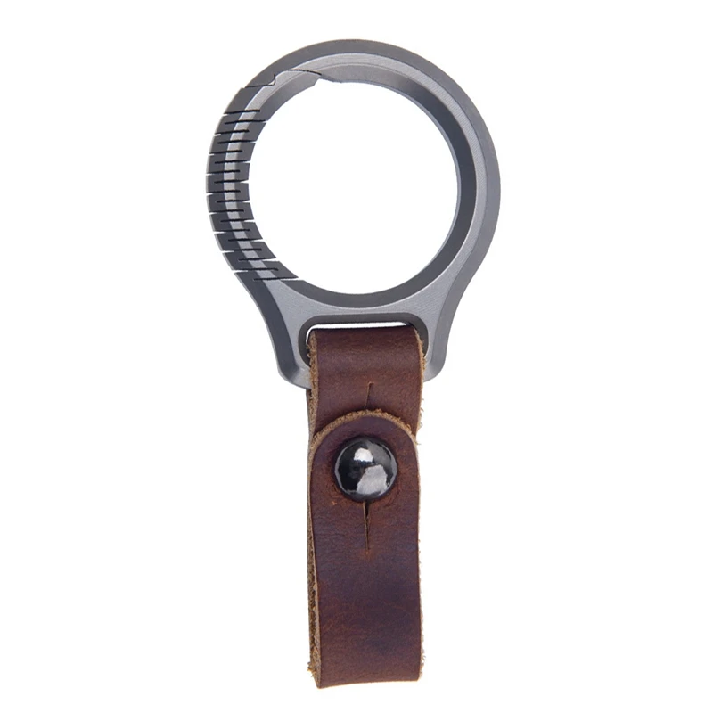 

Titanium Alloy Keychain Car Keychain Pendant Cowhide Strap Pendant EDC Tool Men's Gift Gift