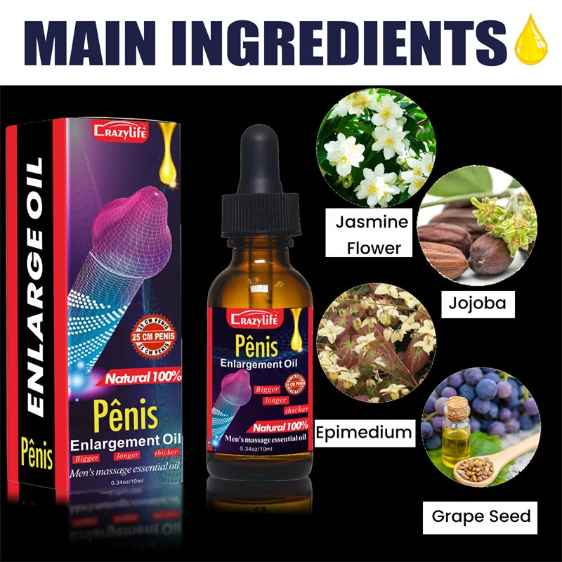 Penis Permanent Thickening Growth Enlargement Massage Men Cock Erection Lubricant Lncrease XXL Plant Extracts Massage Oil