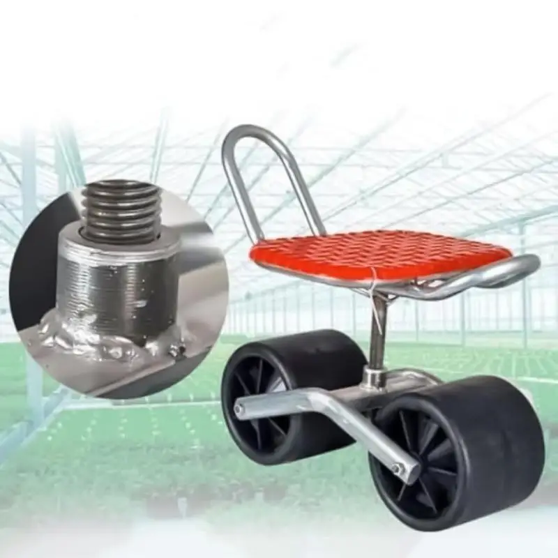 Garden Cart with Seat Mobile Garden Workseat Adjustable Height Duty Rolling Weeding Stool Stool Foldable Chair