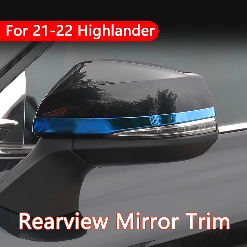 

For Toyota Highlander XU70 2021 2022 Rearview Mirror Strip Covers Stainless Steel Side Mirrors Protective Trims Anti-rub Sticker