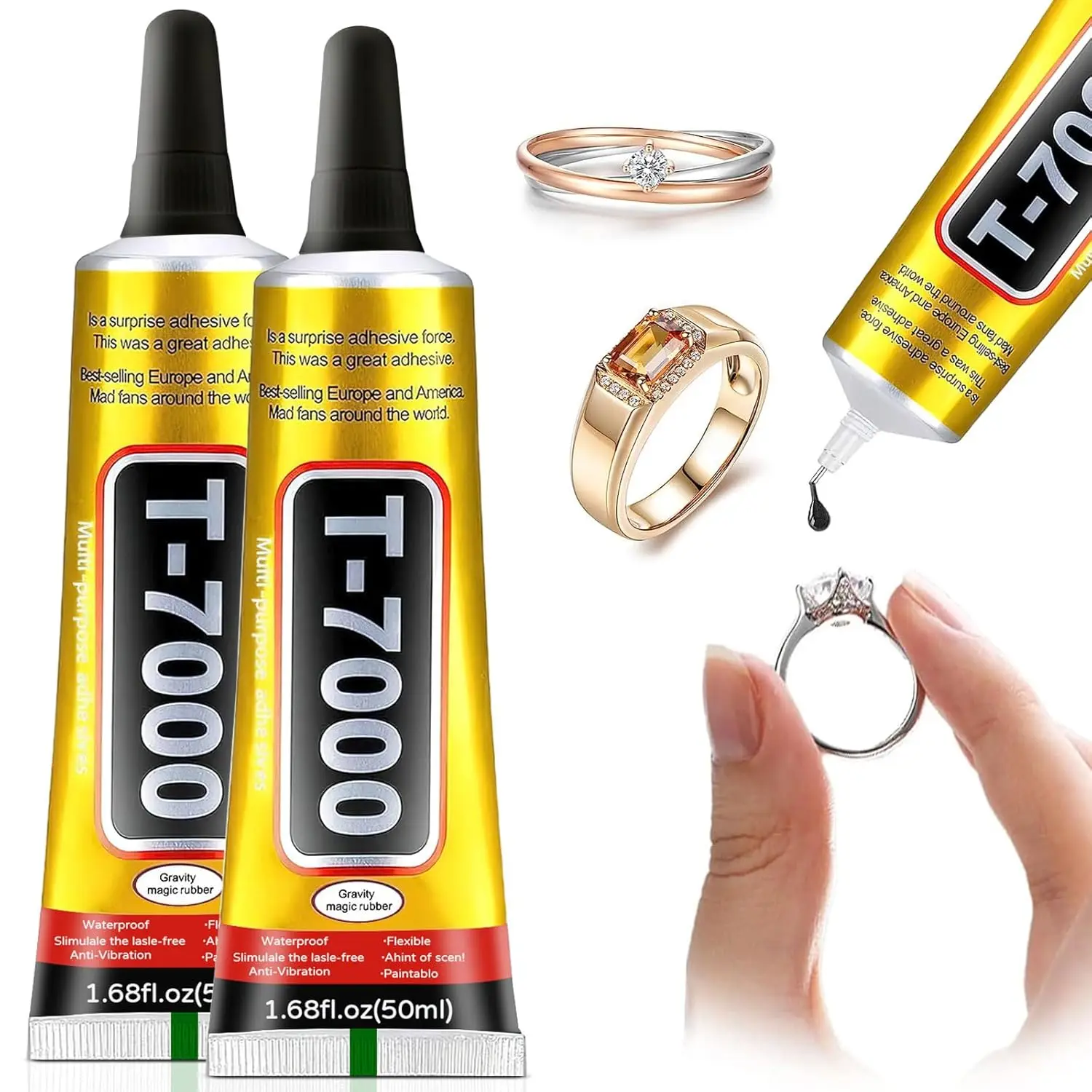 กาวดำ T7000 50 มล. 1 ชิ้น กาวกันน้ำแรงยึดสูงสำหรับซ่อมหน้าจอโทรศัพท์ กาวอเนกประสงค์สำหรับงานอุตสาหกรรม ใช้ได้กับกระจกและไม้ 1