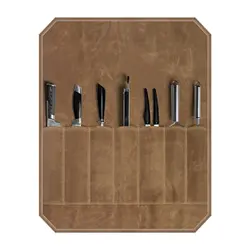 Waxed Canvas Portable Knife Storage Roll for Chefs, Camping, and BBQs (Dark Khaki)