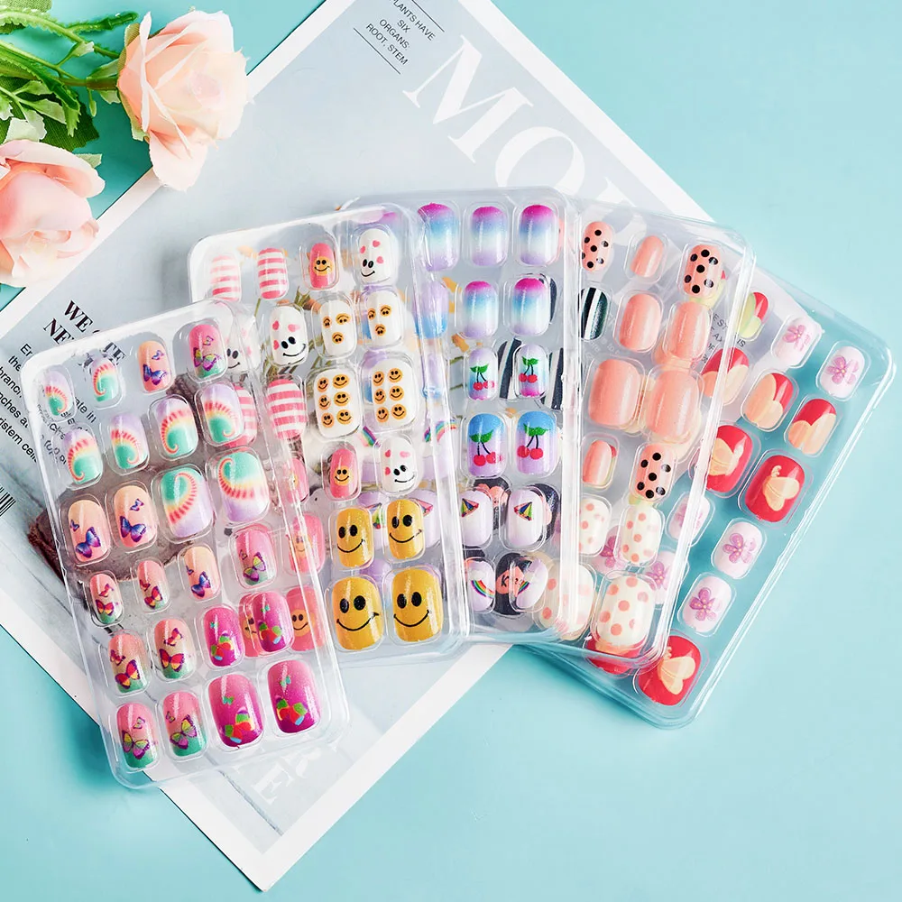 HSMQHJWE Acrylic Nails for Kids Age 9 French Tip French Line Removable  Reusable Nail Patch Press Nail Finished With Jelly Glue Ladies And Girls  Long Press on Acrylic Nails - Walmart.com