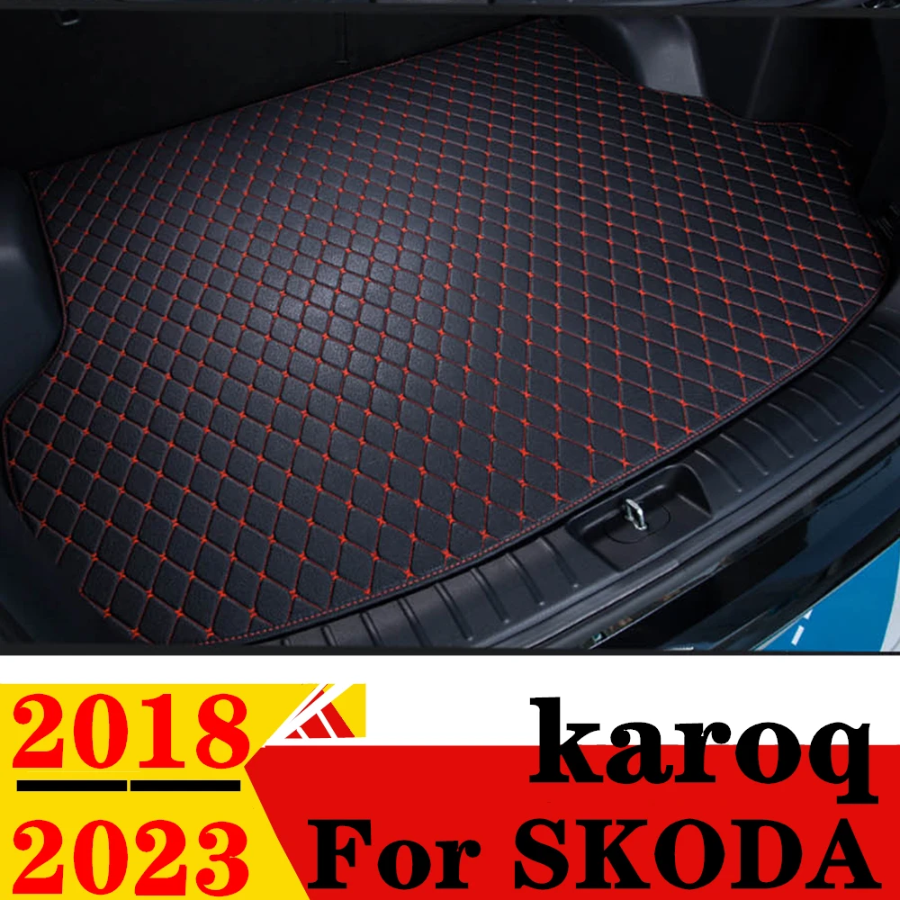 

Коврик для багажника автомобиля SKODA Karoq 2018-2023, для любой погоды, XPE, плоский, боковой, задний, грузовой, коврик, подкладка для багажника, автозапчасти, коврик для багажника