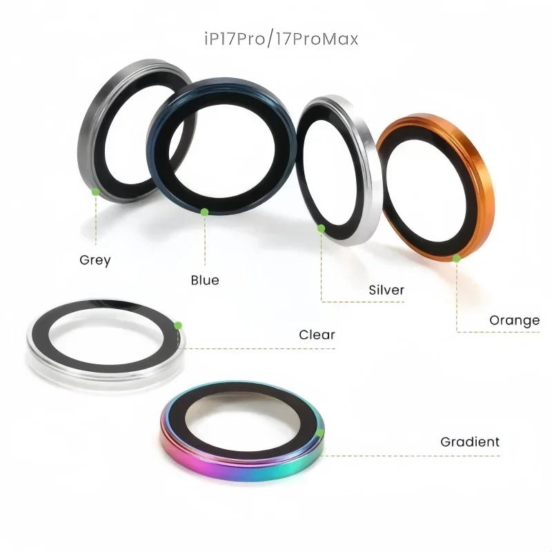 3D Titanium Color Metal Ring Lens Tempered Glass Camera Protector (1-3 Pieces)