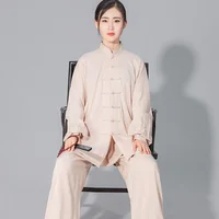 Costume Tai Chi Kung Fu en coton doux pour hommes et femmes, uniforme d'arts martiaux, veste et pantalon Wing Chun 4