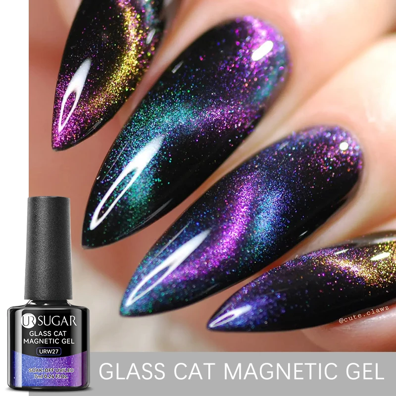 UR SUGAR 7ml Double Light Glitter Cat Magnetic Gel Nail Polish Sparkling Multi-Color Semi Permanent Soak Off UV LED Varnish