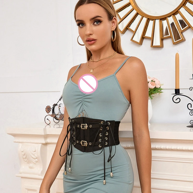 Cintura in Ecopelle Corsetto Donna Elastico Vintage Largo Retrò