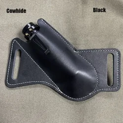Premium Leather Folding Knife Case with Belt Clip - Scratchproof Pocket Knife Holder (Black - Cowhide)