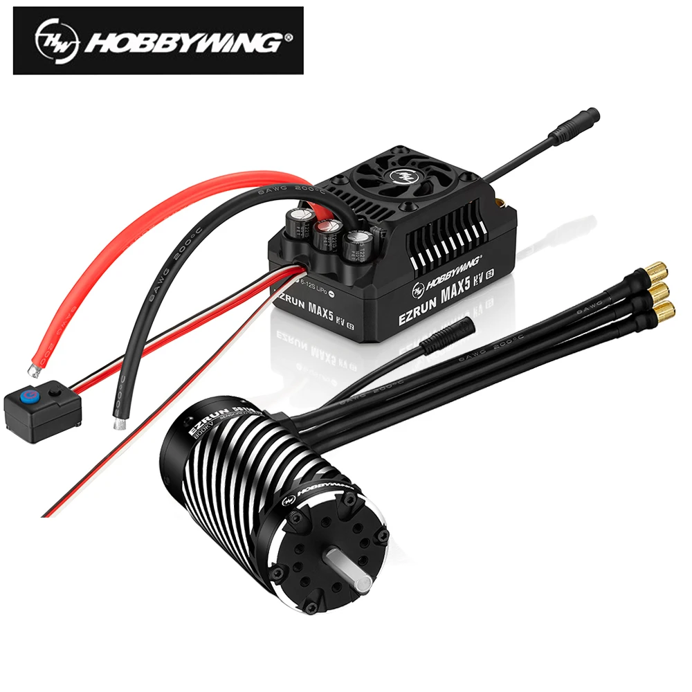 Hobbywing EZRUN Max5 HV G2 250A 6-12S Sensored Brushless ESC w/ 56118SD 650KV/ 800KV/ 1100KV Brushless Motor For 1/5 Truck/ Car