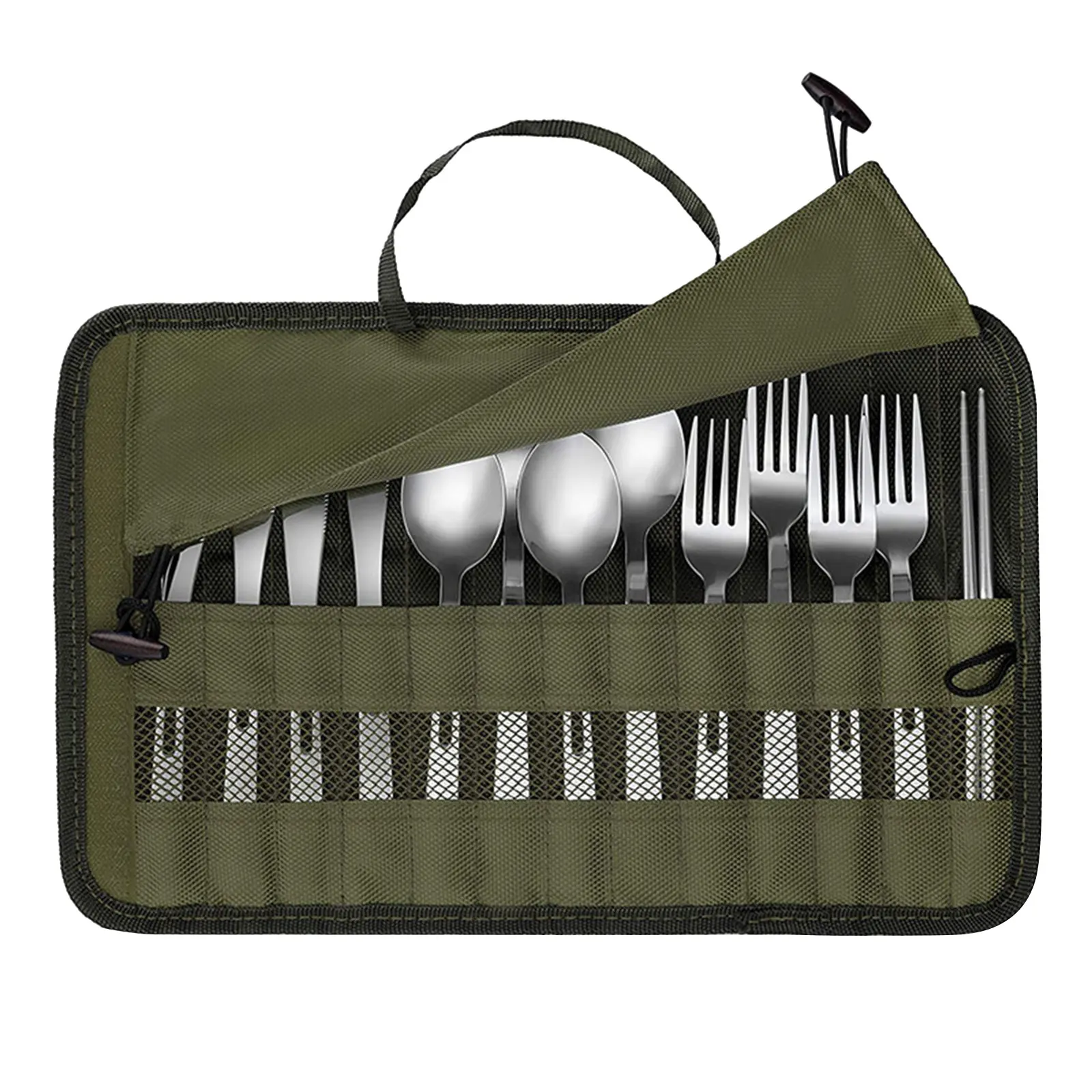 Tableware Bag Washable Portable Travel Cutlery Kit Case Organizer Pouch For Dinner Travel Camping BBQ Picnic Tableware Organizer