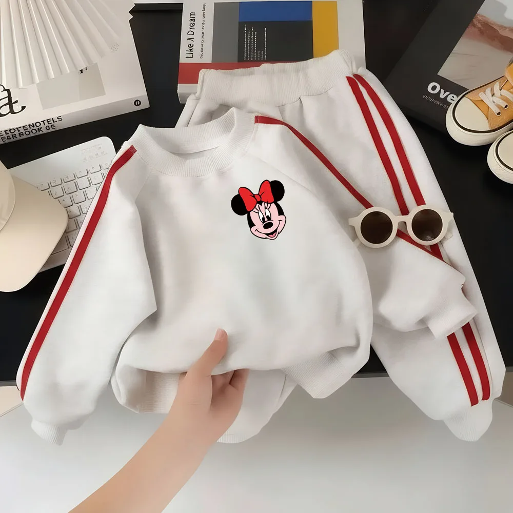 2026 Frühling Neuer Stil Kinderbekleidungssets Mädchen Minne Bedruckte Lässige Kapuzenpullover Lange Hose Zweiteilige Kinder-Mode-Trainingsanzüge