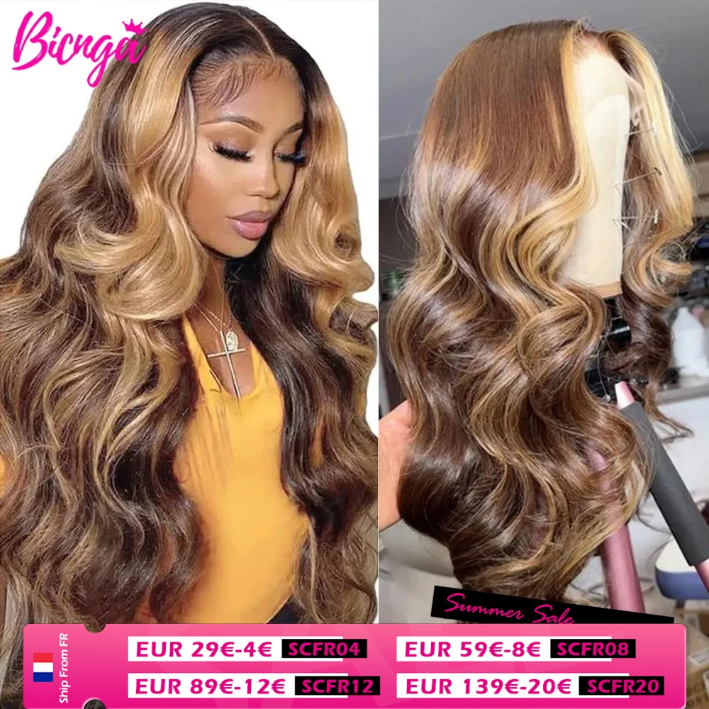 P4/27 Highlight Pruik Human Hair 13X4 Body Wave Lace Front Pruiken Voor Vrouwen Gekleurd Menselijk Haar Pruiken Ombre Honingblonde Human Hair Pruik Brazilian Remy