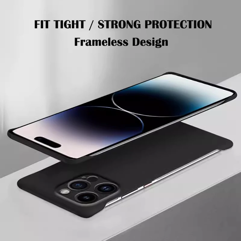 Custodia rigida per PC con retro trasparente e senza cornice, per iPhone 14, 15 Plus, 13, 12 Mini, 11 Pro, X, XR, XS Max, custodie sottili antiurto_voghion.com