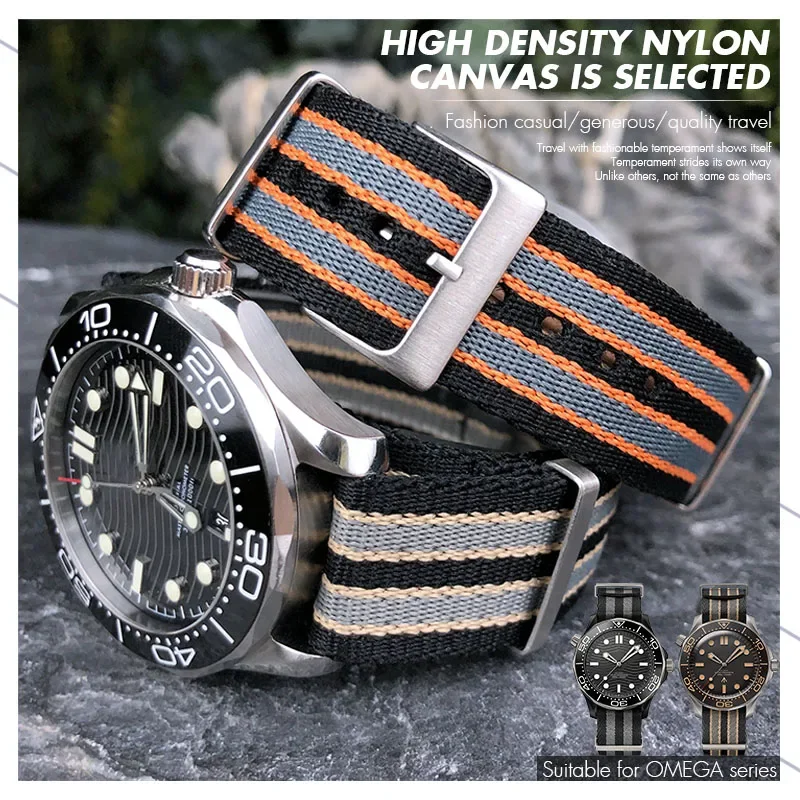 

Нейлоновый холщовый ремешок 20 мм, подходит для Omega Seamaster 300 Speedmaster AT150 Aqua Terra мягкий браслет для часов, Подарочные инструменты