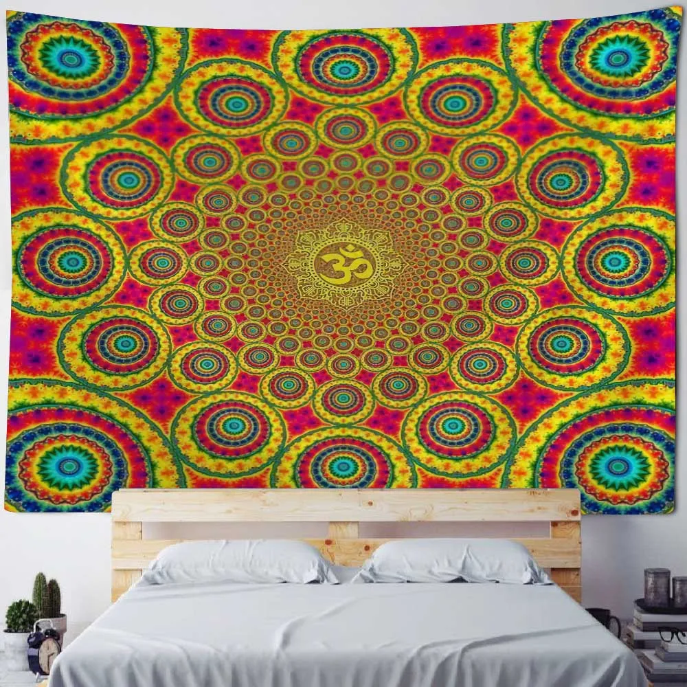 Arazzo mandala hippie bohemien arazzo da appendere alla parete fiore psichedelico arazzo indiano dormitorio decorazione per soggiorno camera da letto