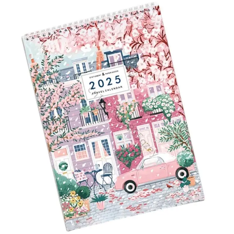 2025 여행 체크리스트 캘린더 트윈 코일 제본 2025 월간 캘린더 플래너 69HA