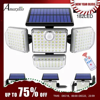 182/112 LED 태양광 보안 투광 조명, 차고 정원 마당용 조명 헤드, 3 가지 모드 조정 가능