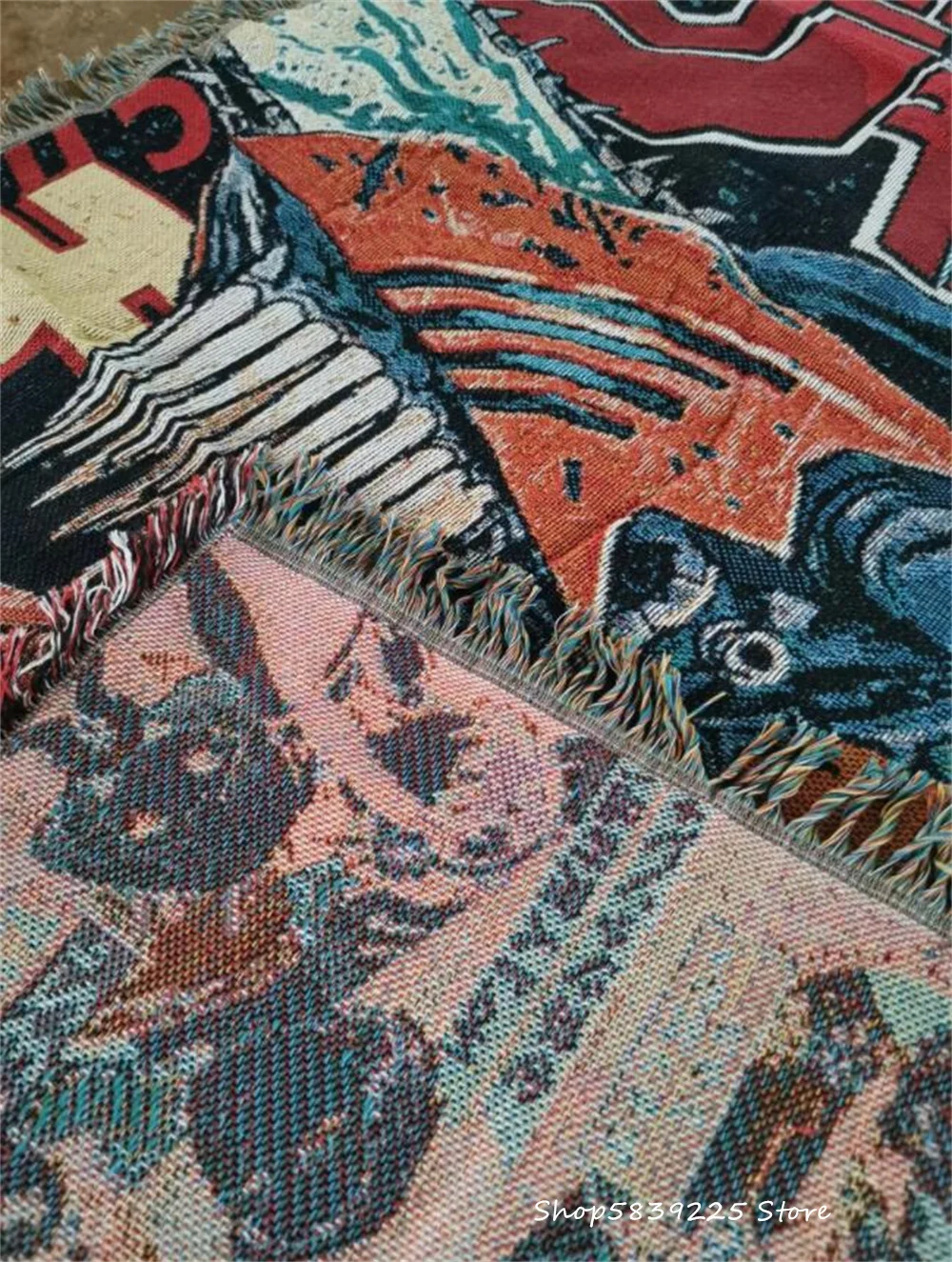 Anime Chainsaw Cotton Handmade Woven Blanket Rug Throw Tapestry 130x160cm Home Decro Girl Boy Gift
