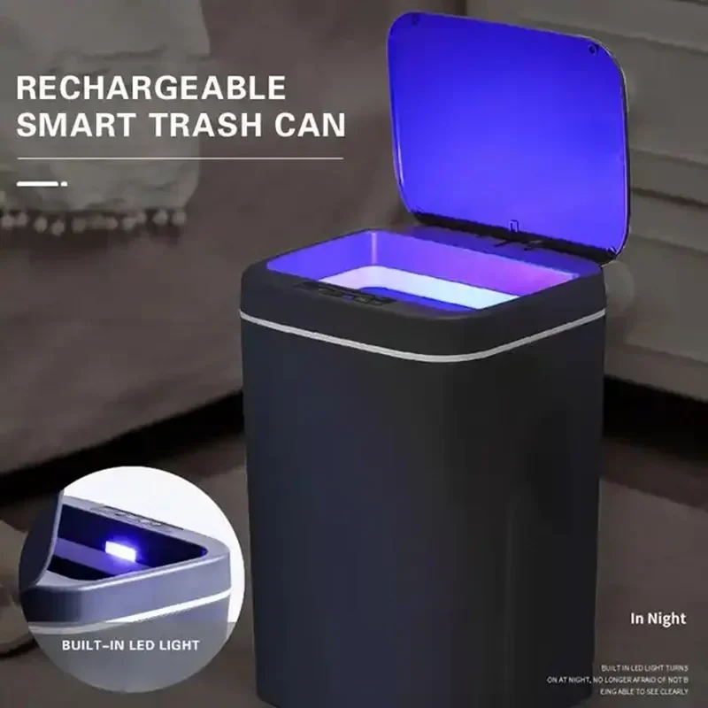 Trash Can Smart Induction Trash Can Cover Lid Electric Garbage Cans Automatic Garbage Can Cover 12-16 Liter Smart Dustbin Lids