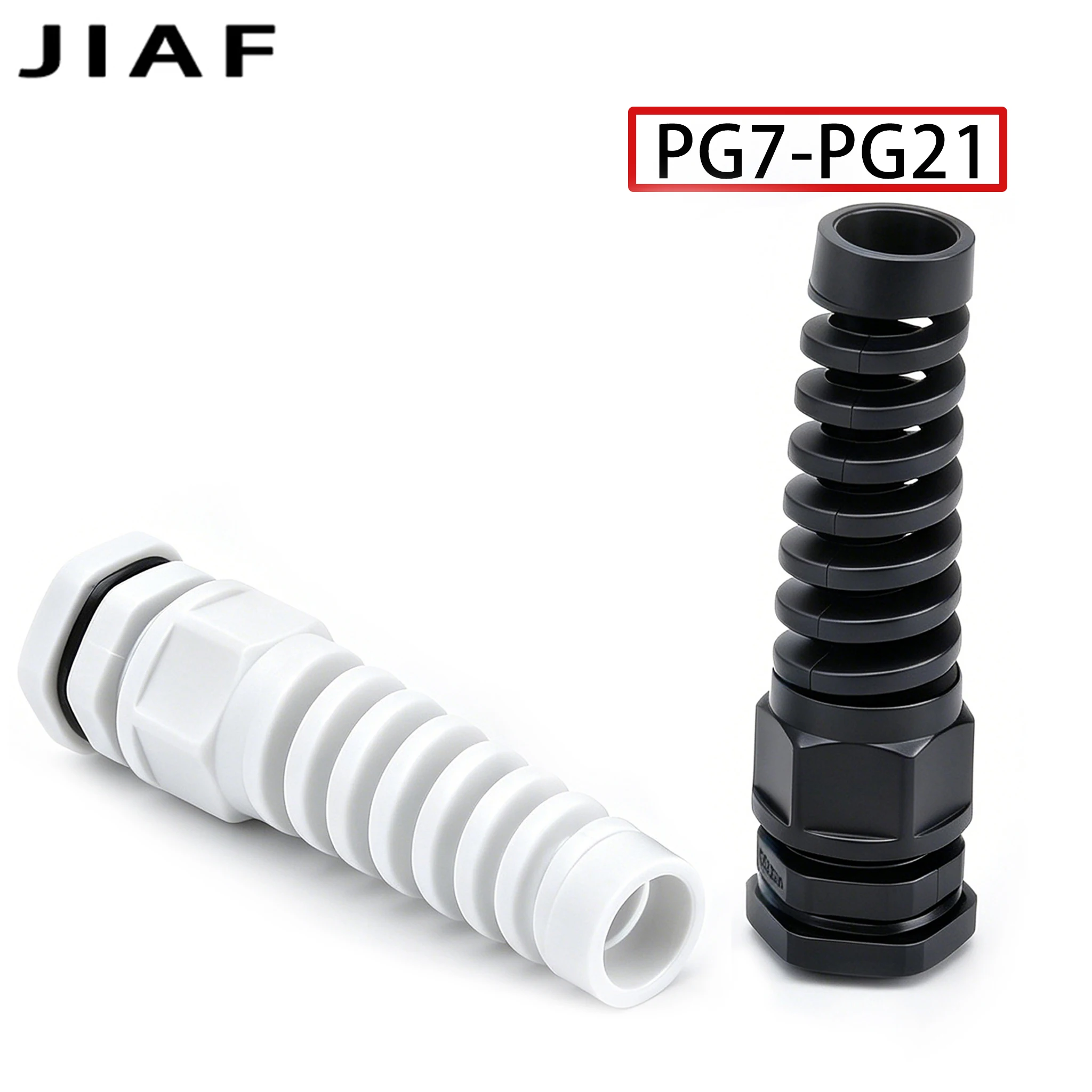 5PCS Waterproof Cable Gland PG7 Plastic Anti-Bending Joint M12 Nylon PA66 Torsion-proof Glands PG9/11/13.5/16/19/21 Connector