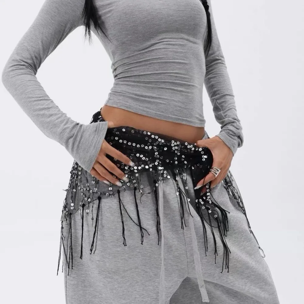 New Style Belly Dance Costumes Sequins Tassel Indian Belly Dance Hip Scarf For Women Belly Dancing Waist Chain