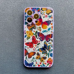 Elegant Purple Butterflies Shockproof Phone Case Cover - iPhone 14 Plus (Purple butterfly 1)