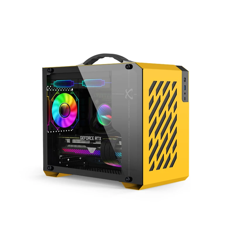 PC Case PC Chassis Computer Chassis Frame Mini ITX Desktop Case Power Train X200 MINI-ITX Handheld Computer Case Glass Side Transparent Case 240 Water Cooled MATX Desktop Small Host