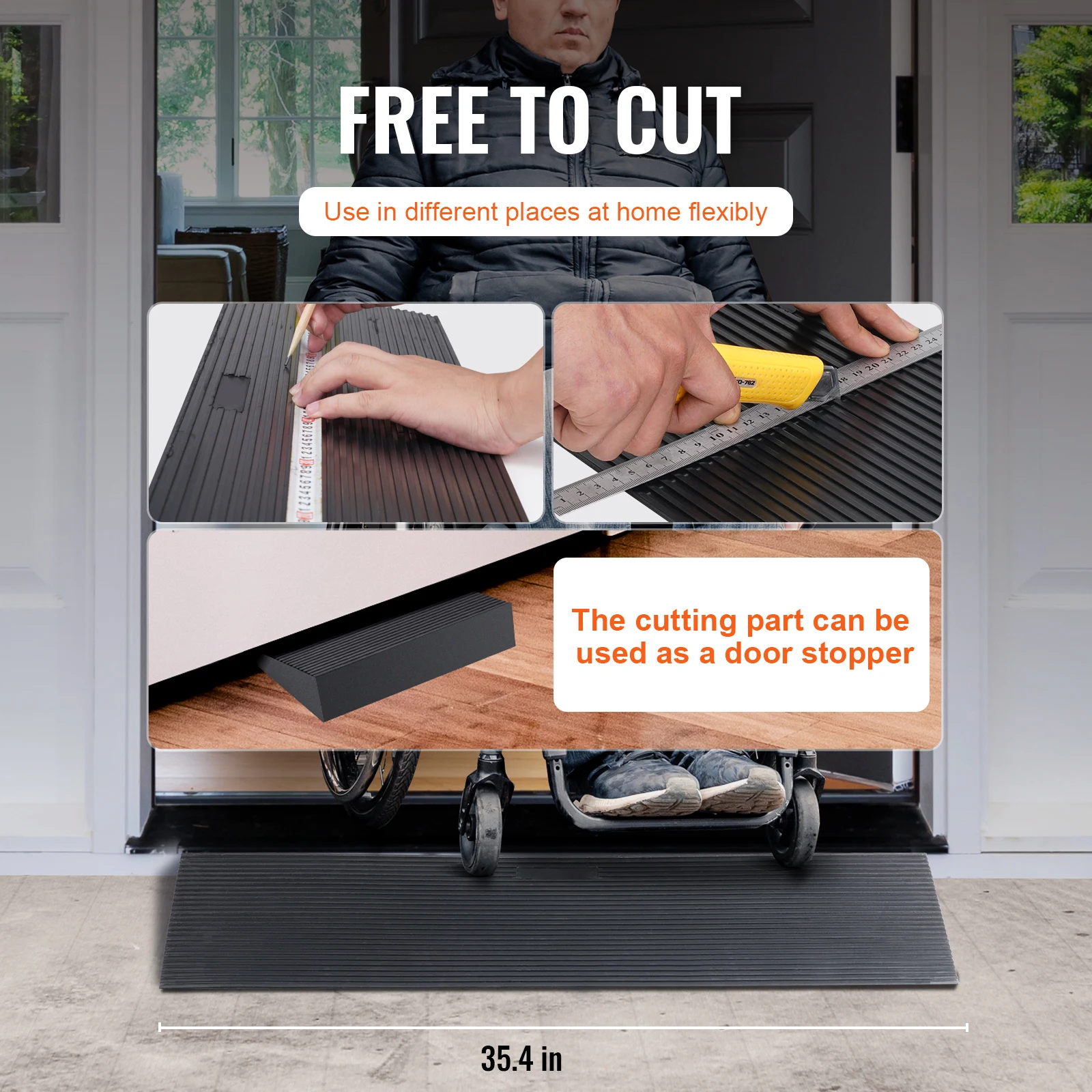 Natural Rubber Threshold Ramp for Wheelchairs and Scooters