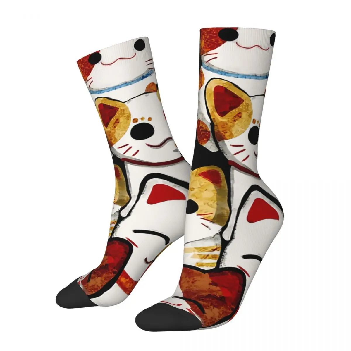 

Hip Hop Vintage Lucky Crazy Men's Socks Cat Meow Unisex Harajuku Pattern Printed Funny Happy Crew Sock Boys Gift