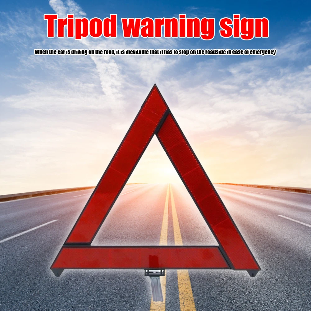 Car Emergency Breakdown Safety Warning Tripod Foldable Red Reflective Road Safety Car Tripod Standing Reflector Car Accessories