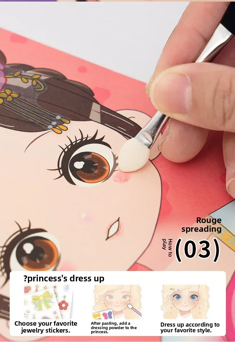 Creative DIY Makeup Fun Kit Princess Diamond Painting Gifts Toys for Kids Girls Dress Up Sticker Book Gifts for Girl