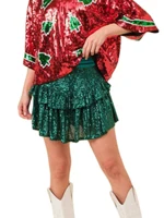 Women Summer Mini Skirt Casual Sparkling Sequins Elastic A-Line Skirt for Beach Vacation Club Streetwear - Image 5
