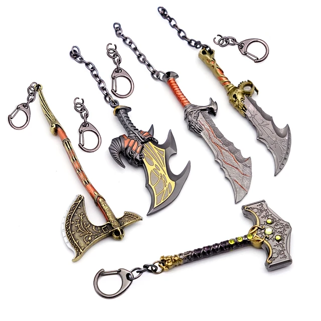 God Of War4&5 Keychains Levitan's Axe Thor's Hammer Mjolnir Weapon Blades  of Chaos Metal Keyrings Keyring Gift for Men - AliExpress