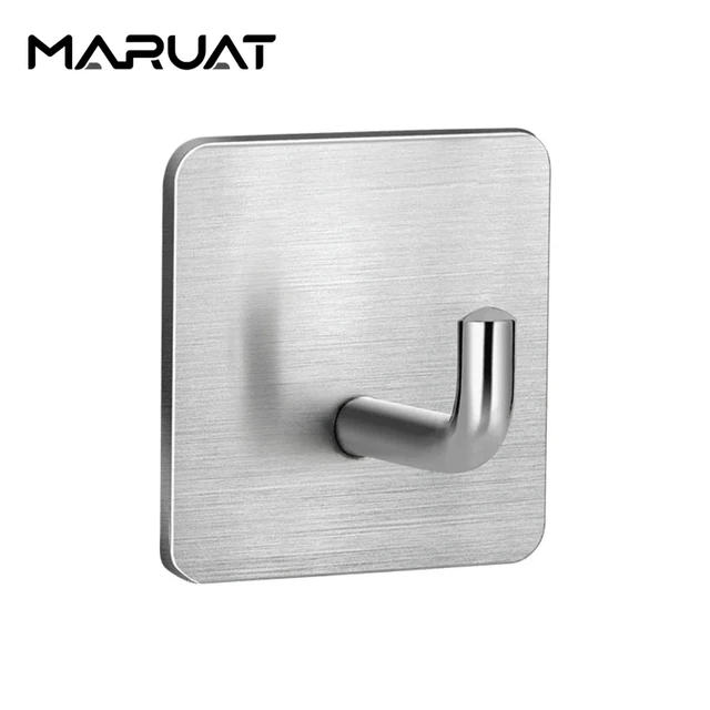 Adhesive Towel Hooks Holder Wall Hooks Stainless Steel Waterproof Shower  Heavy Duty Stick on Hooks for Hanging Coat, Hat,Towel Robe Hook Rack Wall