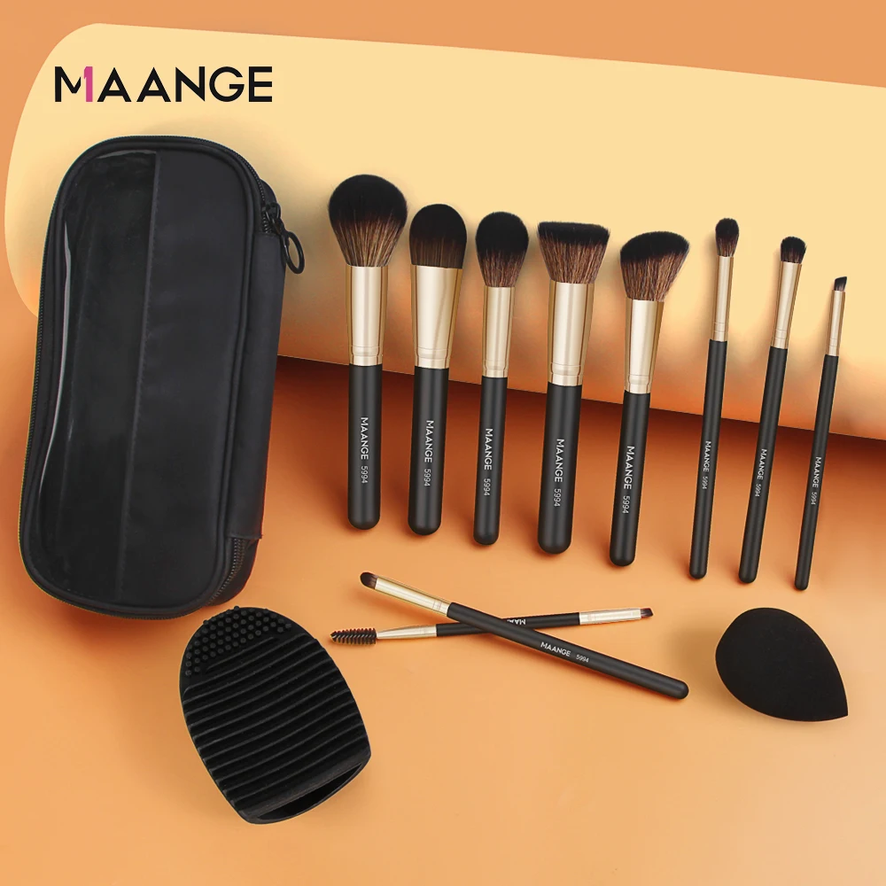 Maange 6/10pcs Makeup Brushes Set With Bag Powder Foundation Eye