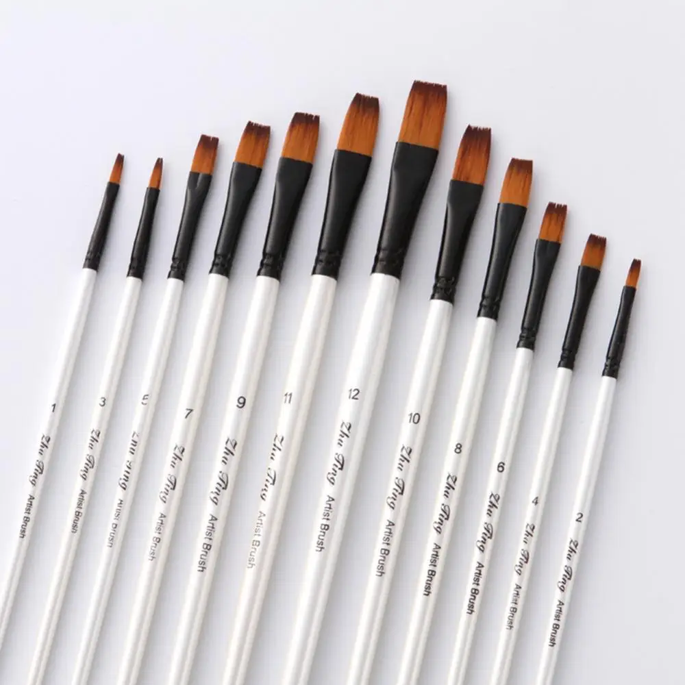 Painting brushes art pens 12Pcs Artists Paint Brush Set Acrylic Watercolor Round Pointed Nylon Tip Hair Watercolor Oil Painting Pen Kids Drawing Brush