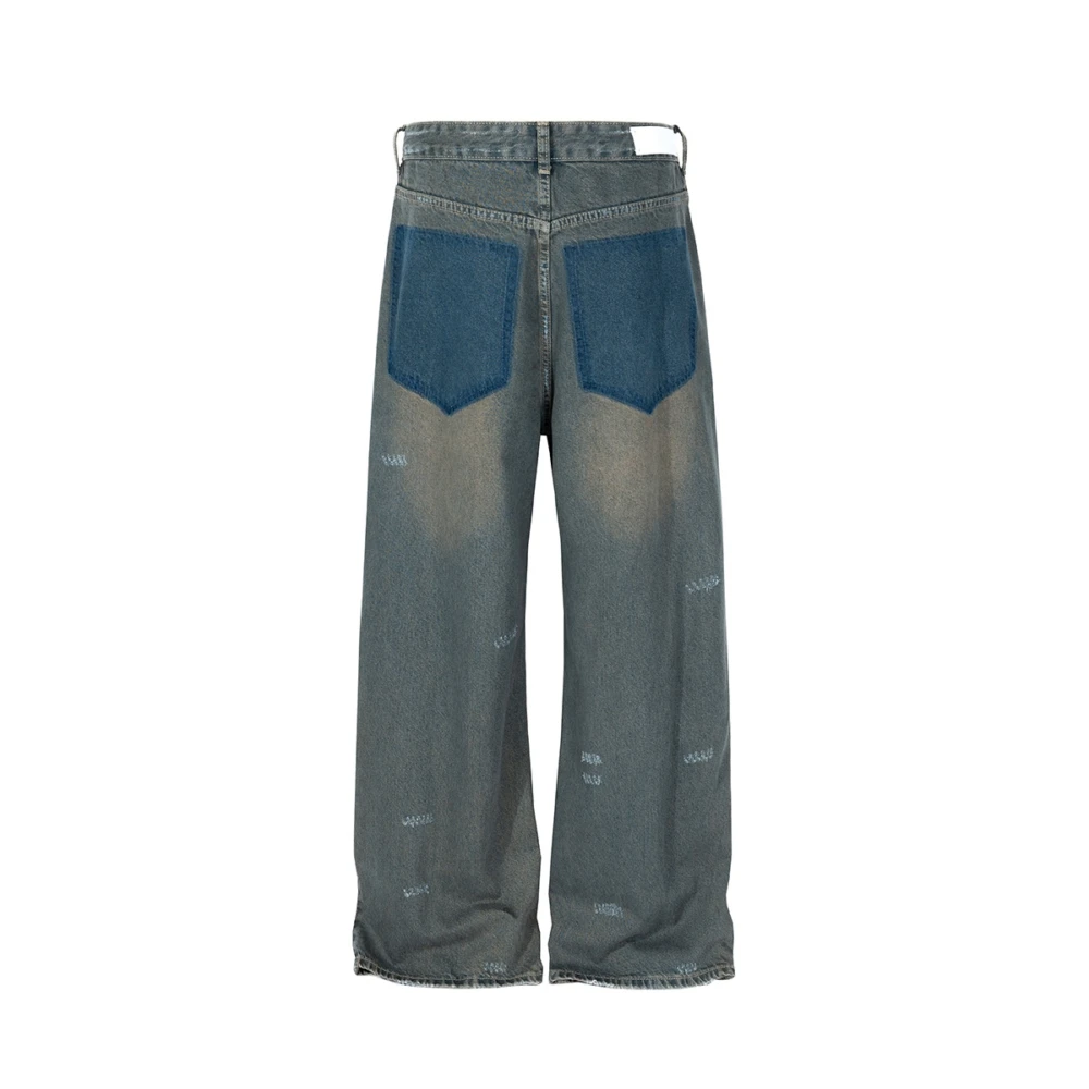 Washed Grunge Ripped Holes Distressed Baggy Jeans for Men Women Loose Spring Denim Trousers Goth Pants Streetwear Y2k Aesthetic